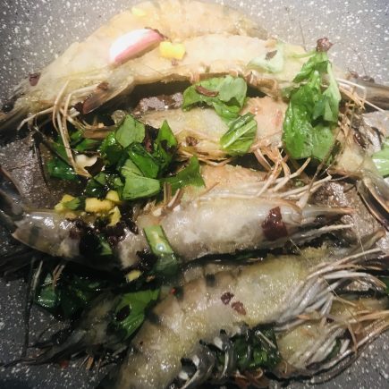 crevettes gingembre basilic