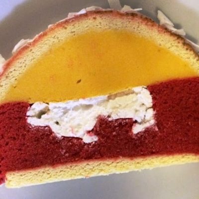 Gâteau léger mangue framboise insert meringue