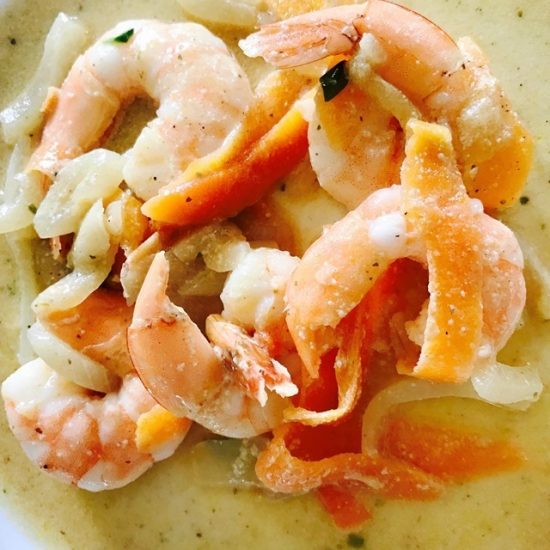 Crevettes sauce orange et miel