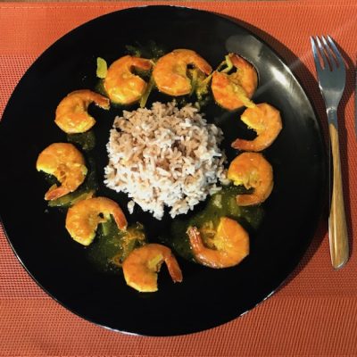 Crevettes sauce orange coco